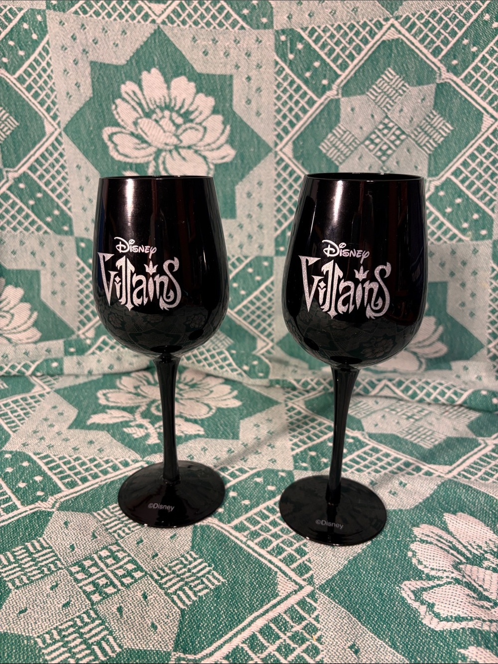 Disney Black Villains Stem Wine Glasses - Pair